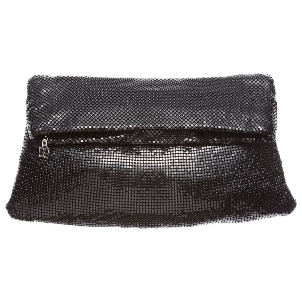 BCBGMaxazria Brighton black mesh clutch hand bag